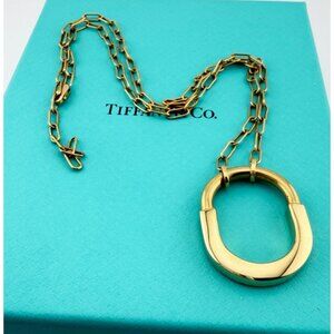 Tiffany & Co. Medium Lock Pendant Necklace 18k Yellow Gold 18" 13.9g Adjustable